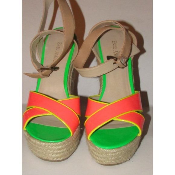 Enzo Angiolini Pink Yellow Green and Taupe Leather - Picture 3 of 12
